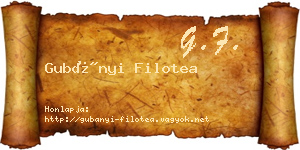 Gubányi Filotea névjegykártya